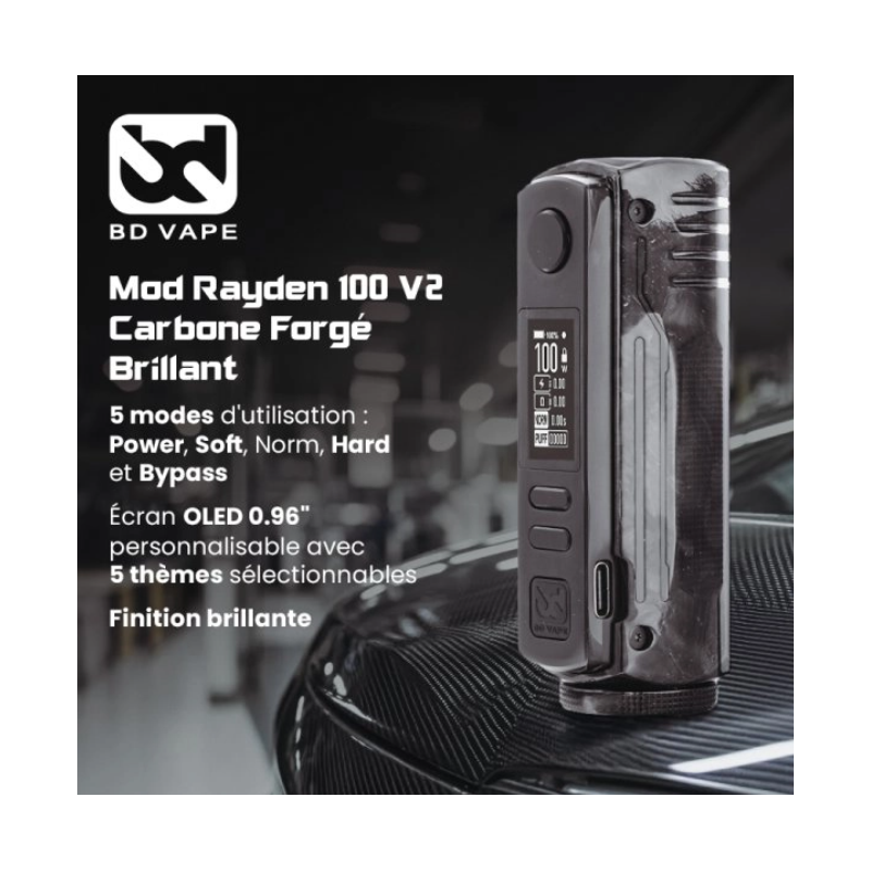 elfbar nachfüll pod läuft aus Mod Rayden 100 V2 Carbone Forgé Brillant Limited Edition 1000pcs